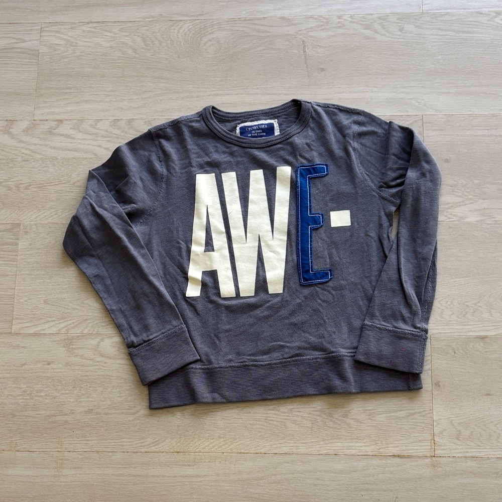 Crewcuts Gray Long Sleeve Tee with Blue and White Letters